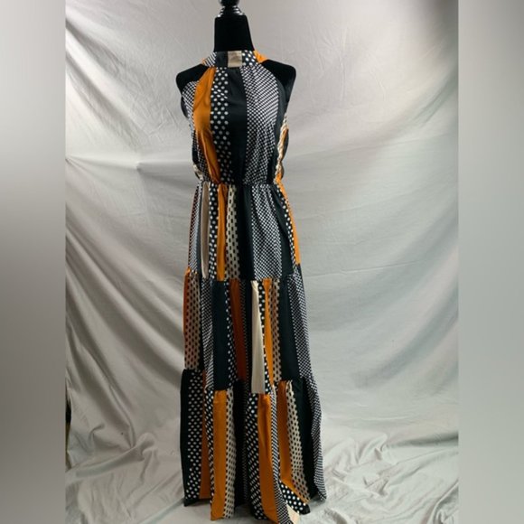 Halter Polka Dot Print Ruffle Hem Belted Dress - Picture 6 of 6